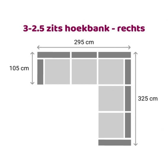 Zitzz Hamilton Hoekbank 2,5-3 zits - rechts