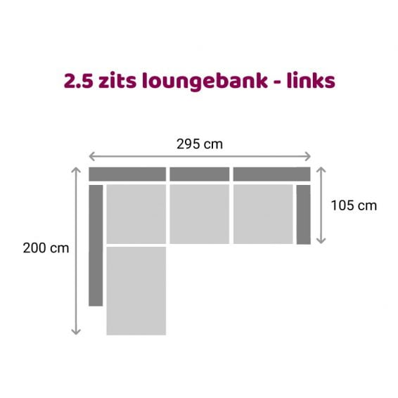 Hamilton loungebank 2.5-zits - links