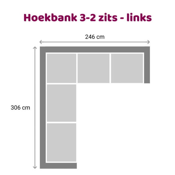 Zitzz Vettel Hoekbank 3-2 zits links