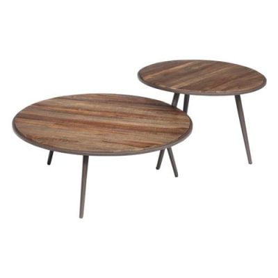 Tower Living ROLO TABLE SET 2 75OX40 60OX35 RECL. TEAK W GREY
