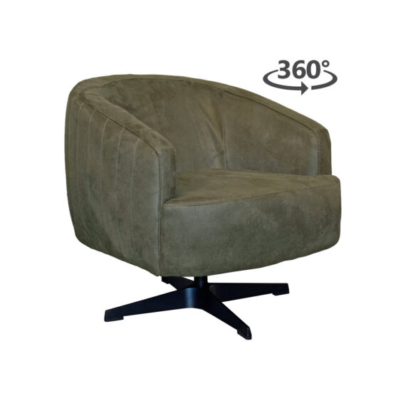 Fauteuil Macone - Eco-leer Bull 59 Moss - Vooraanzicht Schuin